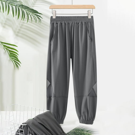 Eltusu Boys Sports Sweatpants, Relaxed Fit Elastic Waist Loose Casual Jogger Pants Gray Size 14-16 T