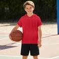 thumbnail image 1 of Eltusu Boys Summer T-Shirts, Casual Hooded Solid Color Sports Short Sleeve Tops Red Size 9-10 T, 1 of 8