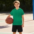 thumbnail image 1 of Eltusu Boys Summer T-Shirts, Sports Solid Color Hooded Casual Short Sleeve Tops Green Size 9-10 T, 1 of 8