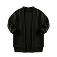 thumbnail image 1 of Eltusu Boys Sweaters Cardigans, Crew Neck Long Sleeve Solid Color Warm Knit Cardigans Black Size 6 T, 1 of 6