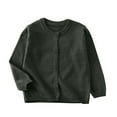 thumbnail image 1 of Eltusu Boys Sweaters Cardigans, Solid Color Knitting Cotton Crew Neck Long Sleeve Fall Cardigans Army Green Size 7-8 T, 1 of 5