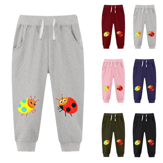 Eltusu Boys Sweatpants, Casual Elastic Waist Printed Relaxed Fit Kids Joggers Gray Size 2-13T
