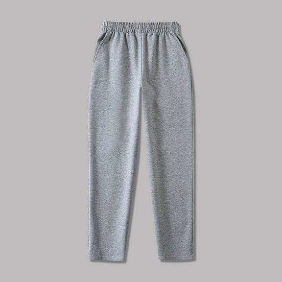 Eltusu Boys Sweatpants, Cotton Casual Elastic Waist Loose Athletic Pants Gray Size 10-11 T