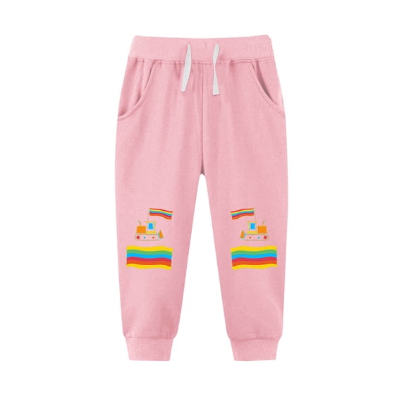 Eltusu Boys Sweatpants, Elastic Waist Relaxed Fit Casual Athletic Kids Joggers Pink Size 5-6T