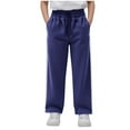 thumbnail image 1 of Eltusu Boys Sweatpants, Loose Elastic Waist Cotton Warm Winter Joggers Navy Size 14-16 T, 1 of 5