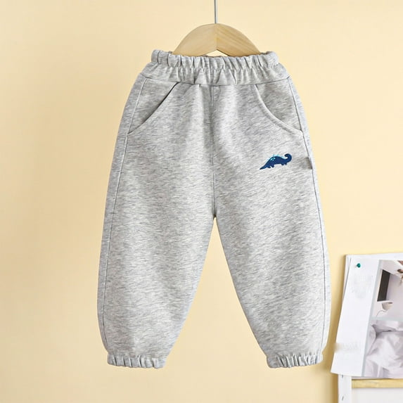 Eltusu Boys Sweatpants, Loose Printed Elastic Waist Cotton Jogger Pants Gray Size 5-6T