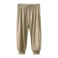 thumbnail image 1 of Eltusu Boys Sweatpants, Solid Color Relaxed Fit Elastic Waist Spring Fall Athletic Joggers Brown Size 5-6 T, 1 of 2
