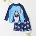 thumbnail image 1 of Eltusu Boys Swimsuit, Long Sleeve Summer Crew Nerck Cute Rush Gard Shirts and Swim Trunks Set Blue Size 4-8 T, 1 of 5