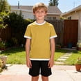 thumbnail image 1 of Eltusu Boys T-Shirts, Crew Neck Casual Summer Pullover Tee with Shorts Sleeve Yellow Size 3-4 T, 1 of 8