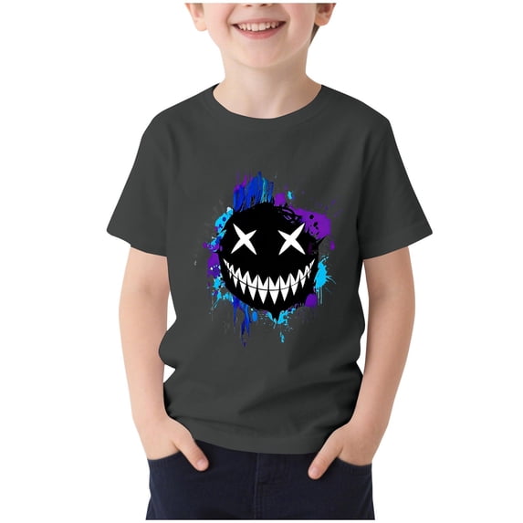 Eltusu Boys T-Shirts Short Sleeve, Crew Neck Summer Fashion Pullover Graphic Tee Gray Size 11-12 T