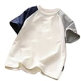 thumbnail image 1 of Eltusu Boys T-shirts, Color Matching Casual Crewneck Pullover Short Sleeve Tops White Size 3-4 T, 1 of 2