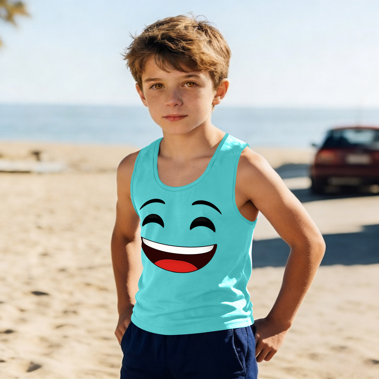 Eltusu Boys Tank Tops Sports Cotton Sleeveless Crewneck Beach Shirts 