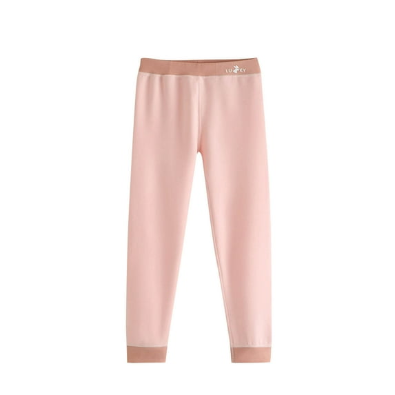Eltusu Boys Thermal Pants, Comfort Warm Elastic Waist Cotton Winter Joggers Pink Size 10-11T
