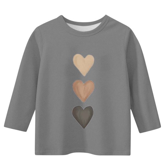Eltusu Boys Valentines Base Layer Shirts, Pullover Crew Neck Heart Graphic Comfy 3/4 Long Sleeve Tops Gray Size 4-5 T