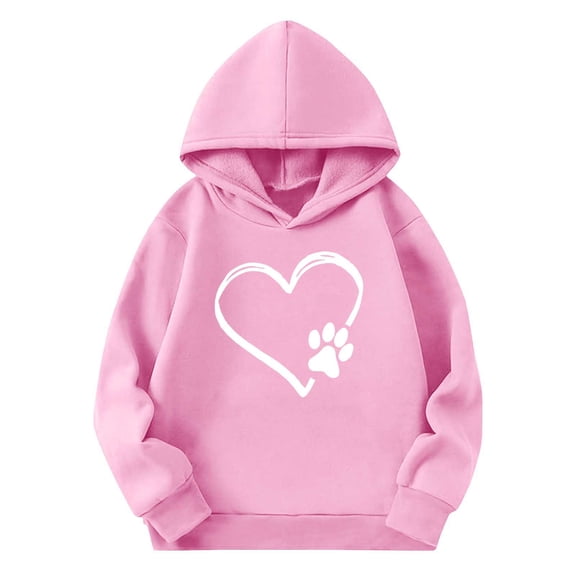 Eltusu Boys Valentines Hoodies, Cute Heart Graphic Loose Fit Long Sleeve Pullover Sweatshirts Pink Size 11-12 T