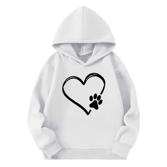 Eltusu Boys Valentines Hoodies, Cute Heart Graphic Loose Fit Long Sleeve Pullover Sweatshirts White Size 3-14 T