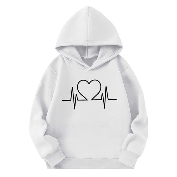 Eltusu Boys Valentines Hoodies, Long Sleeve Spring Fall Heart Graphic Relaxed Fit Pullover Sweatshirts White Size 7-8 T