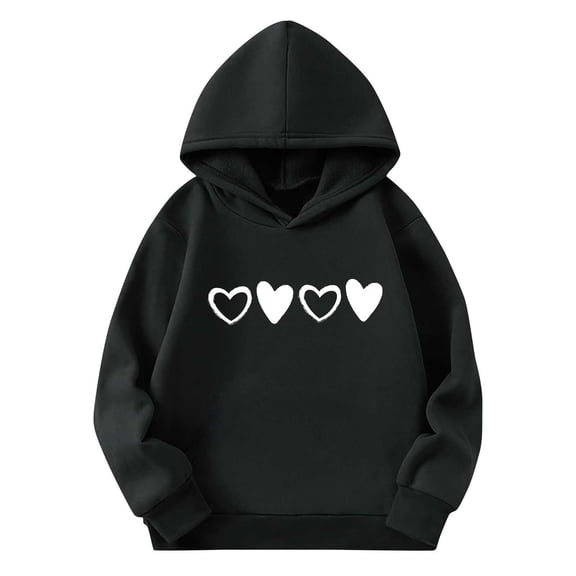 Eltusu Boys Valentines Hoodies, Spring Fall Heart Graphic Loose Fit Long Sleeve Pullover Sweatshirts Black Size 3-4 T