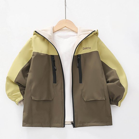 Eltusu Boys Waterproof Jackets, Warm Windproof 2 Pieces Soft Winter Outerwear Yellow Size 5-6 T