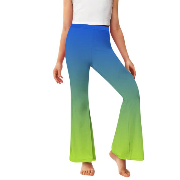 Eltusu Flare Leggings for Girls, Elastic Waist Stretch Casual Warm Kids Winter Pants Blue Size 13-14 T