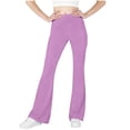 thumbnail image 1 of Eltusu Flare Leggings for Girls, Solid Color Casual Stretch Elastic Waist Tight Pants Purple Size 6-15 T, 1 of 7