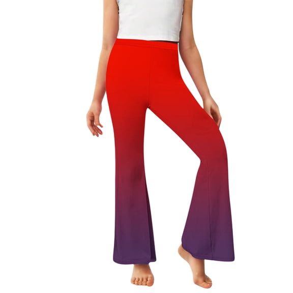 Eltusu Flare Leggings for Girls, Warm Elastic Waist Stretch Casual Kids Winter Pants Red Size 9-10 T