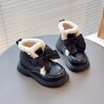 thumbnail image 1 of Eltusu Girls Ankle Boots, Bow No Slip Warm Slip on Winter Booties Shoes Black Size 2(Big Kids), 1 of 6
