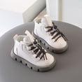thumbnail image 1 of Eltusu Girls Ankle Boots Lace Up, School Non-Slip PU Waterproof Spring Winter Booties Beige Size 12 Little Kids, 1 of 7