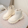 thumbnail image 1 of Eltusu Girls Ankle Boots, Non Slip Slip on Warm Breathable Winter Booties Shoes Beige Size 1(Big Kids), 1 of 8