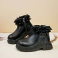 thumbnail image 1 of Eltusu Girls Ankle Boots, Slip on No Slip Solid Color Warm Winter Booties Shoes Black Size 2(Big Kids), 1 of 7