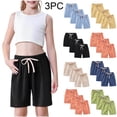 thumbnail image 1 of Eltusu Girls Athletic Shorts, Knee Length Elastic Waist Casual 3 Pieces Summer Shorts Black Size 2-10 T, 1 of 7