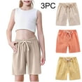 thumbnail image 1 of Eltusu Girls Athletic Shorts, Knee Length Elastic Waist Three Pieces Breathable Summer Shorts Beige Size 7-8 T, 1 of 8