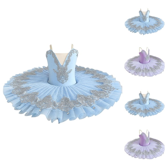 Eltusu Girls Ballet Dance Dress, Ballerina Dress Princess Sleeveless Performance Tutu Dresses Blue Size 1-14 T