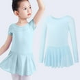 thumbnail image 1 of Eltusu Girls Ballet Dance Dress, Practice Cotton Crewneck Short Sleeve Leotard Skirts Light Blue Size 8-9 T, 1 of 8
