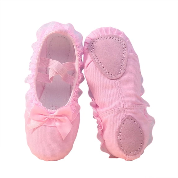 Eltusu Girls Ballet Dance Shoes, Comfy Non-Slip Breathable Soft Ballet Slippers Practice Shoes Watermelon Red Size 8.5(Toddler)