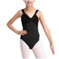 thumbnail image 1 of Eltusu Girls Ballet Leotard, V Neck Practice Sleeveless Casual Girls Bodysuit Dancewear Black Size 2-3 T, 1 of 3