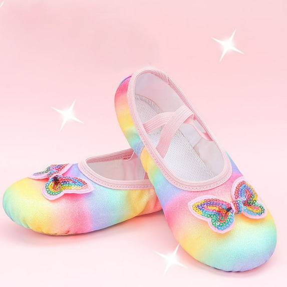 Eltusu Girls Ballet Shoes, Breathable Stretch Comfy No Slip Ballet Slippers Dance Shoes Multicolor Size 8 T