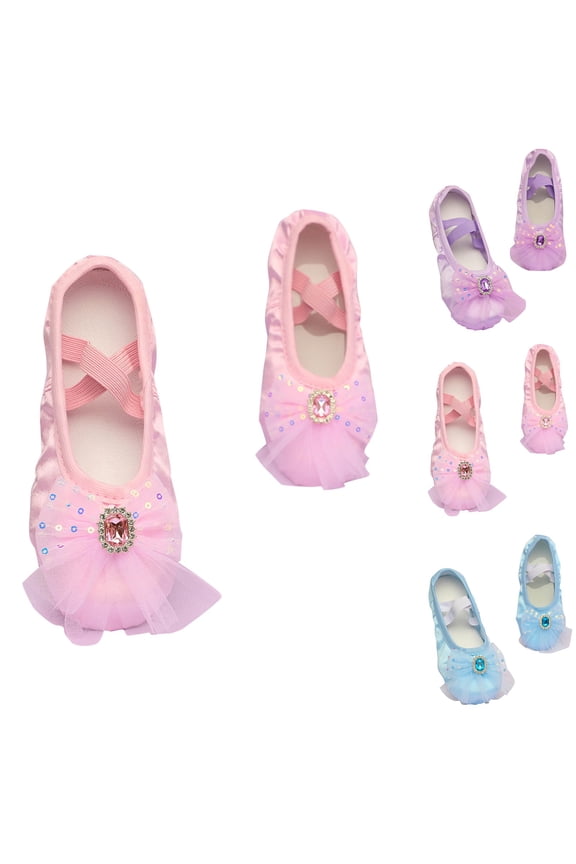 Girls Ballet Shoes, No Slip Stretchy Performance Breathable Ballet Slippers Dance Shoes Pink Size 2-14 T