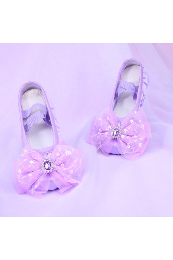 Girls Ballet Shoes, Non-Slip Stretch Breathable Princess Ballet Slippers Dance Shoes Purple Size 11 T