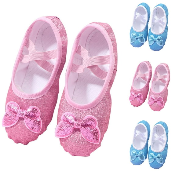 Eltusu Girls Ballet Shoes, Stretch Non-Slip Soft Breathable Ballet Slippers Dance Shoes Pink Size 2-13 T