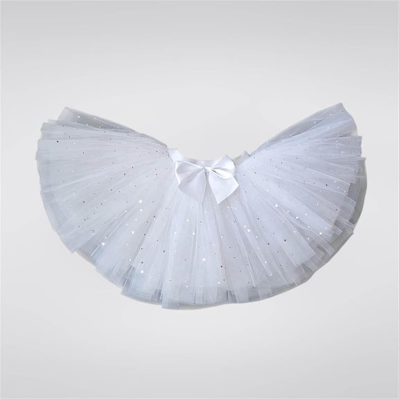 Eltusu Girls Ballet Skirts, Elastic Waist Princess Solid Color Dacing Tutu Skirts Ballerina Dress White Size 3-4 T