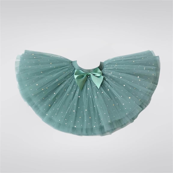 Eltusu Girls Ballet Skirts, Princess Solid Color Elastic Waist Dacing Tutu Skirts Ballerina Dress Green Size 12-13 T