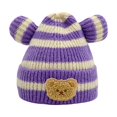 thumbnail image 1 of Eltusu Girls Beanie Hats, Warm Bear Ear Winter Stretch Kids Hats Purple Size Free Size, 1 of 2
