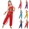 thumbnail image 1 of Eltusu Girls Belly Dance Sets, Shows Performance Sleeveless Elastic Waist Kids Dancewear Sets Red Size 5-15 T, 1 of 7