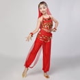 thumbnail image 1 of Eltusu Girls Belly Dance Sets, Sleeveless Shows Performance Elastic Waist Kids Dancewear Sets Red Size 9-11 T, 1 of 6