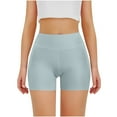 thumbnail image 1 of Eltusu Girls Bike Shorts, Basic Solid Color Elastic Waist Tight Summer Shorts Green Size 11-12 T, 1 of 4