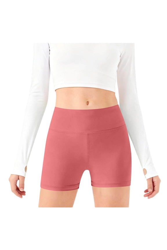 Girls Bike Shorts, Tight Dance Elastic Waist Basic Summer Shorts Watermelon Red Size 5-6 T
