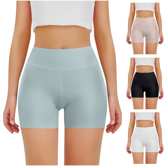 Eltusu Girls Bike Shorts, Tight Solid Color Basic Elastic Waist Summer Shorts Green Size 7-8 T
