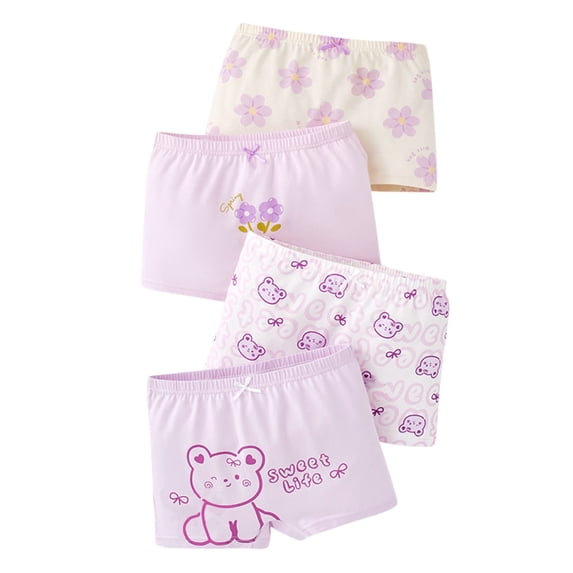 Eltusu Girls Boxer Briefs, 4 Pieces Cotton Stretch Soft Boyshort Purple Size 15-16 T