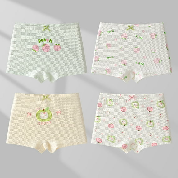 Eltusu Girls Boxer Briefs, Four Pieces Stretch Comfy Cotton Boyshort White Size 14 T